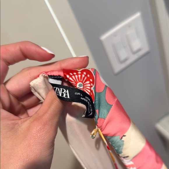 Zara Pink and Green Babydoll Mini Dress - Picture 5 of 5